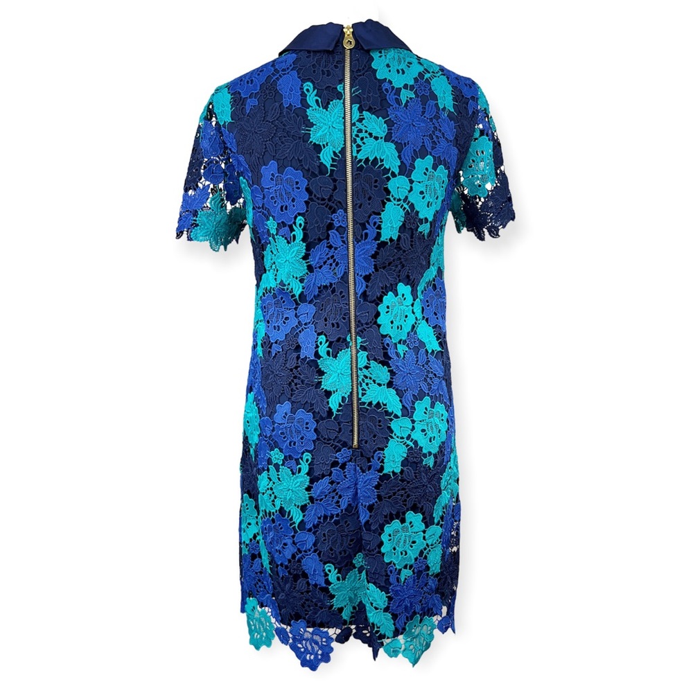 Draper James June Floral Lace Short Sleeve Dress Blue Teal Navy Sz 6 - Picture 2 of 15